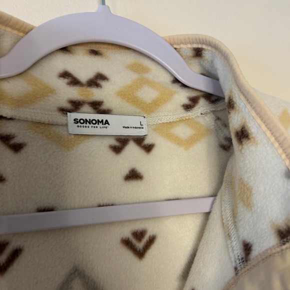 SONOMA Aztec Print Snap Neck Fleece Pullover Sweatshirt  L - Picture 4 of 8